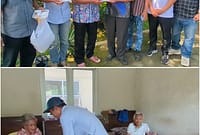 Tim relawan dari Food Bank Indonesia di Kota Pekalongan menyerahkan makanan dalam kemasan kotak transparan kepada lansia dan pengurus RPSBM dalam uji coba distribusi, Senin (25/5/26).